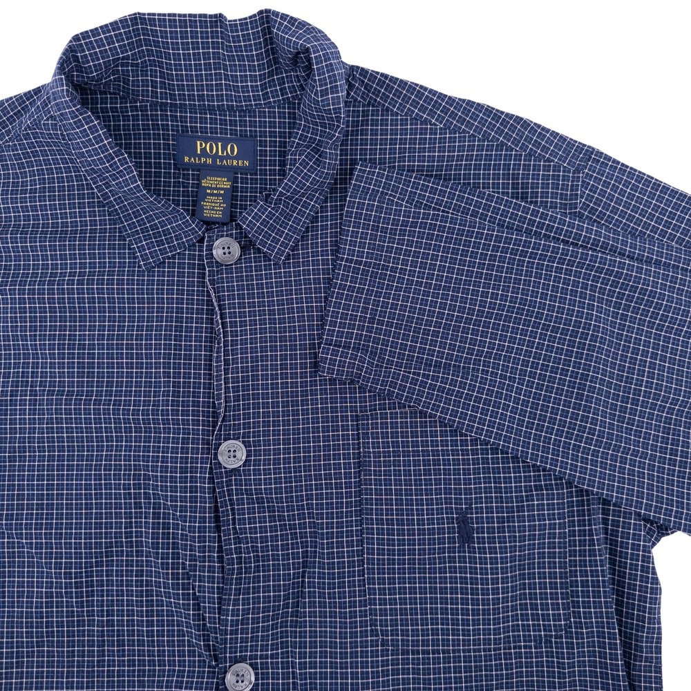 Polo Ralph Lauren Pajama Top Mens Medium Gingham Check Button Up Sleepwear Shirt